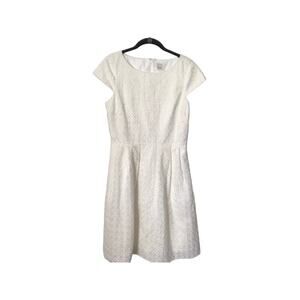 J Crew Dress Womens Size 6 White Lace Overlay Sleeveless Cotton Lined Sheath